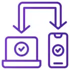  A purple line drawing depicting a laptop and a phone side by side, showcasing a minimalist design.