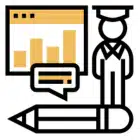  A person stands beside a pencil and a graph, illustrating a focus on data analysis and creative planning.