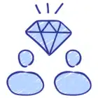  A drawing depicting two individuals holding a sparkling diamond between them, symbolizing connection and value.