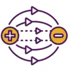  A purple and yellow circle featuring a prominent plus sign in the center, symbolizing addition or positivity.