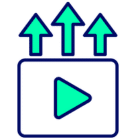  A video player interface featuring arrows pointing upwards, indicating options for playback or navigation.