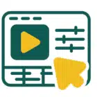 A vibrant yellow and green video player icon, symbolizing play and entertainment in a colorful design. 
