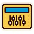 Calculator icon set against a vibrant yellow background, symbolizing calculation and efficiency.
