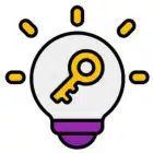 A light bulb containing a key inside, symbolizing ideas and unlocking potential.